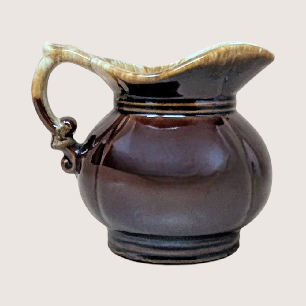 1970s McCoy Brown Drip Glaze Ceramic Pitcher